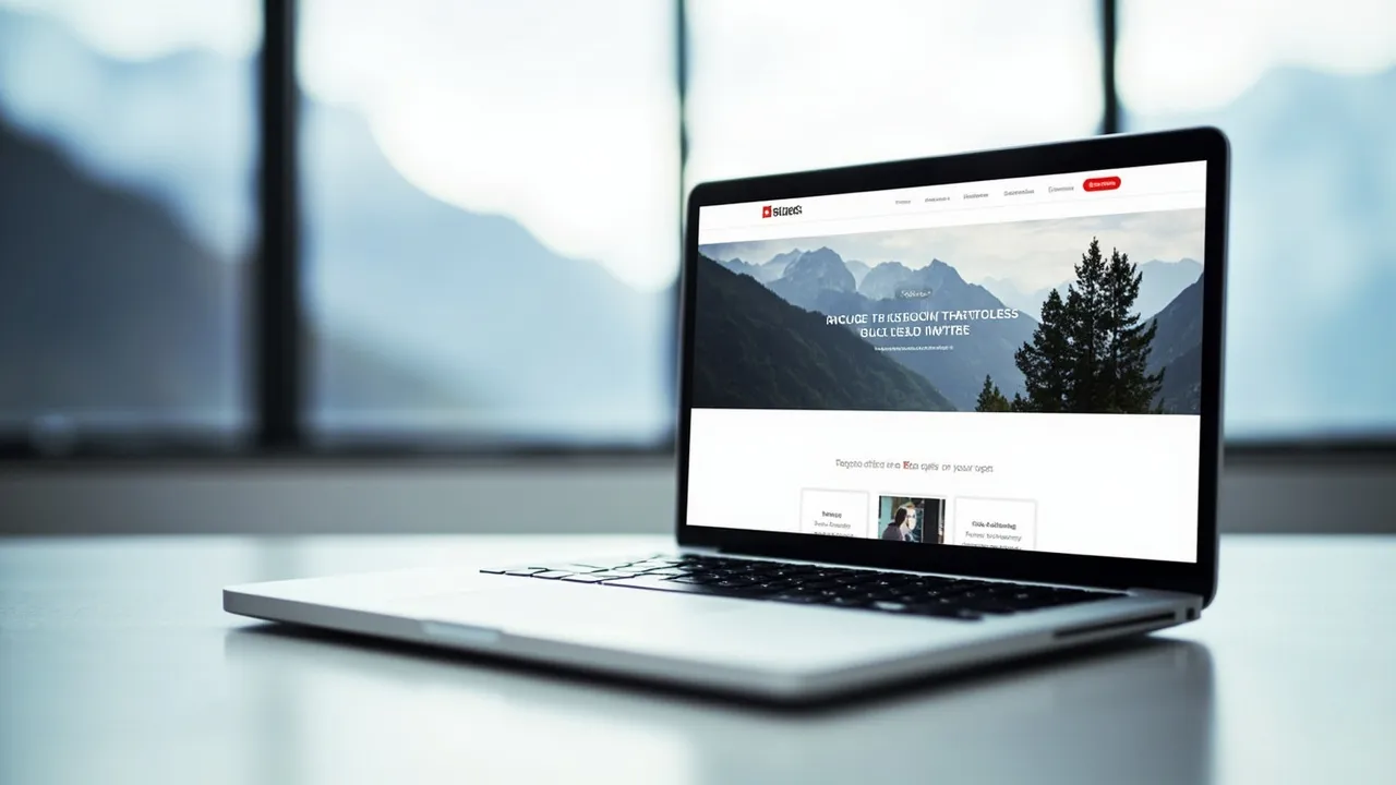 Symbolbild: ein Schweizer KMU-Büro mit Dashboard, das Website, SEO und Social Media verbindet